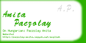 anita paczolay business card